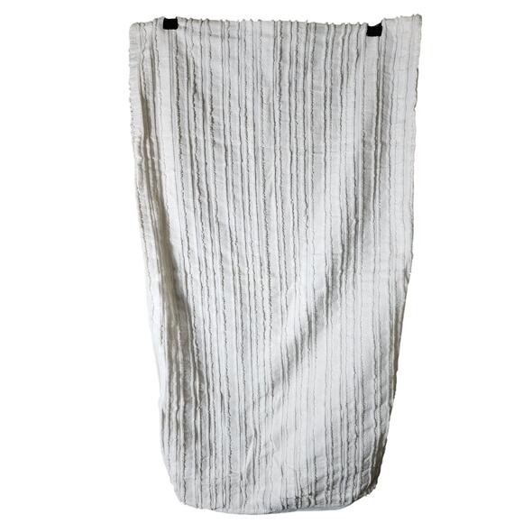 NICOLE MILLER HOME White Frayed Stripe STANDARD Pillow Shams - Set of 2 - Picture 1 of 10